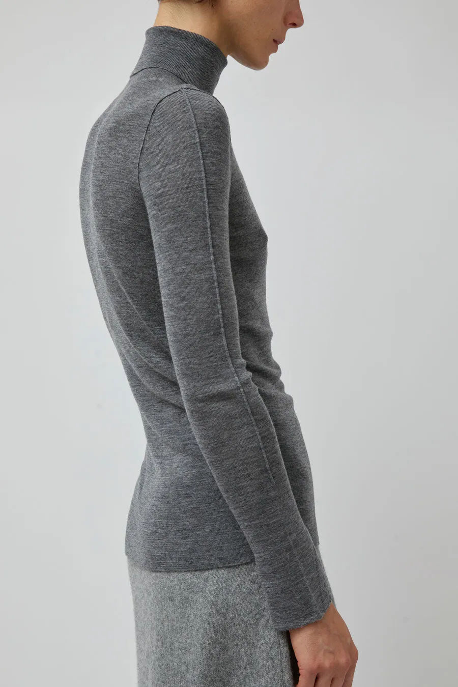 UMARMUNG Weightless Wool Turtle Neck Split Pullover in Heather Grey sold by No. 6 product image thumbnail 4