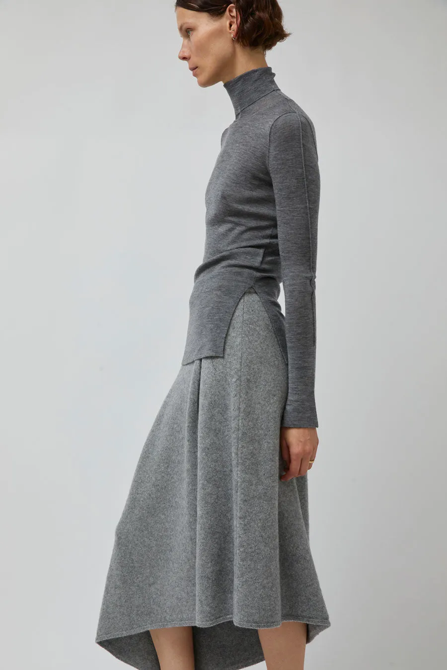 UMARMUNG Wool Cashmere Asymmetric Hem Skirt in Heather Grey sold by No. 6 product image thumbnail 2