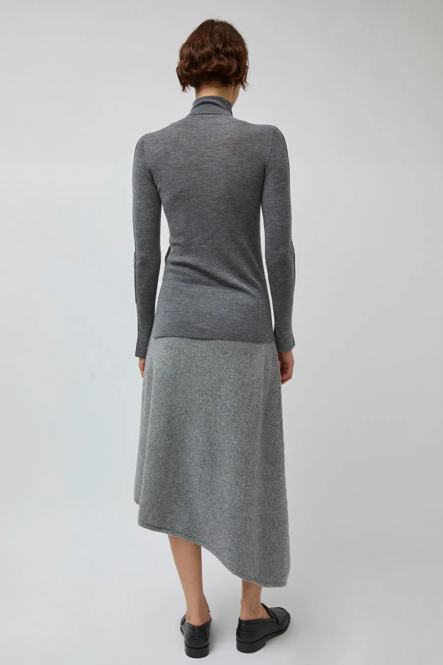 UMARMUNG Wool Cashmere Asymmetric Hem Skirt in Heather Grey sold by No. 6 product image thumbnail 4
