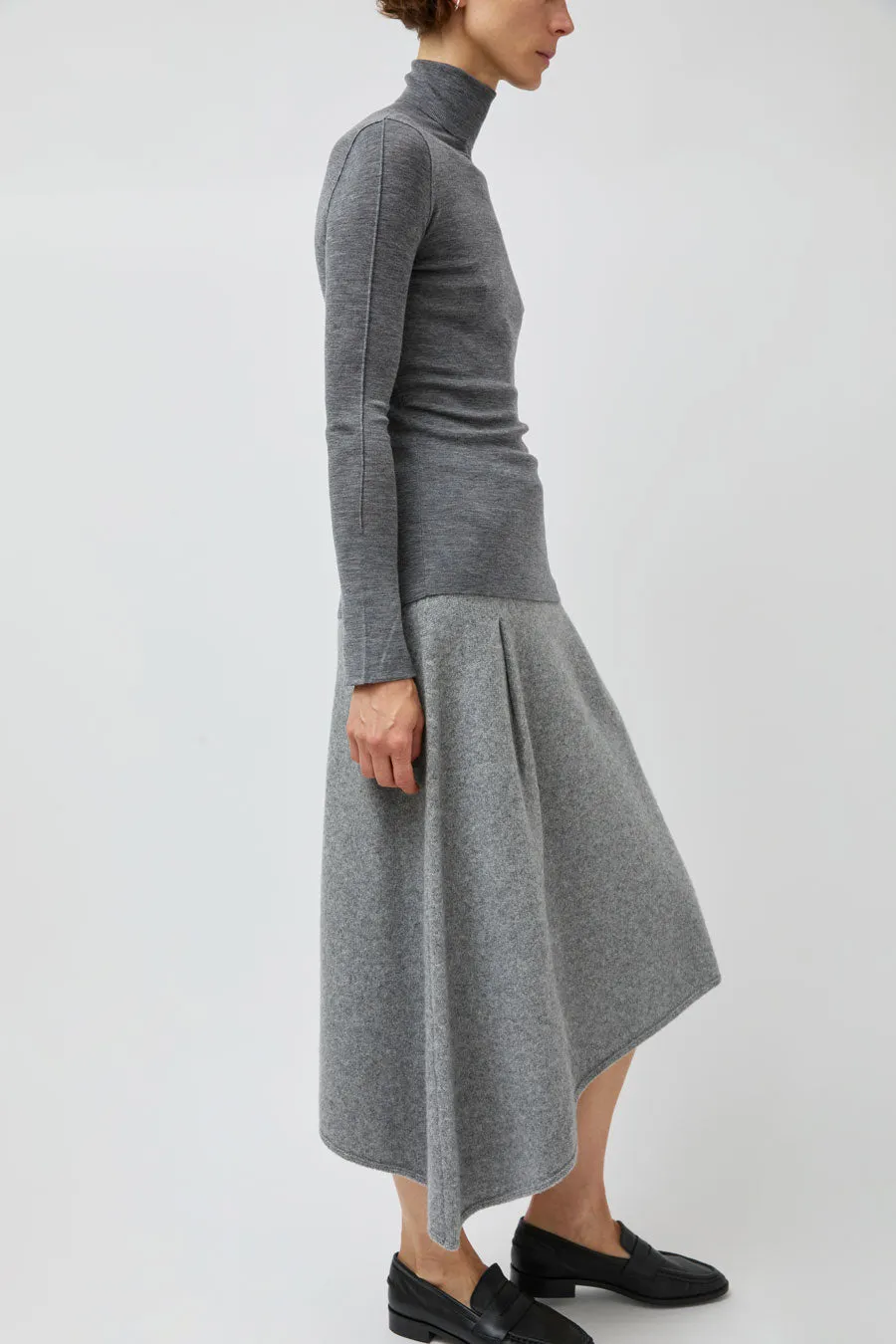 UMARMUNG Wool Cashmere Asymmetric Hem Skirt in Heather Grey sold by No. 6 product image thumbnail 5