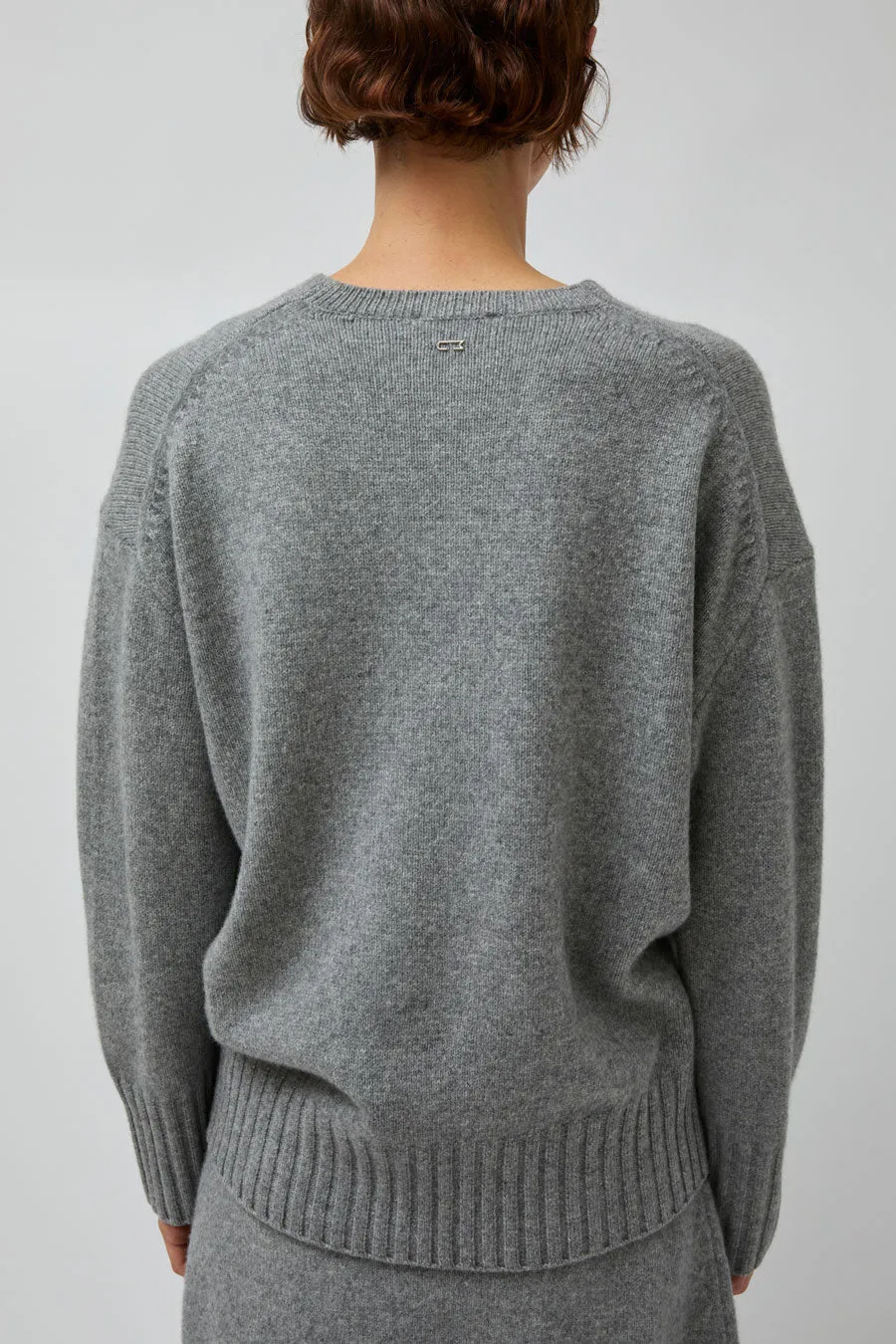 UMARMUNG Wool Cashmere Oversized V Neck Pullover in Heather Grey sold by No. 6 product image thumbnail 5