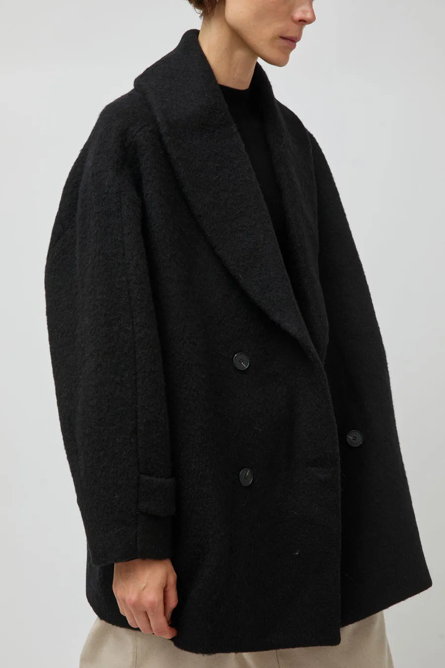 UMARMUNG Wool Alpaca Shawl Collar Half Coat in Black sold by No. 6 product image thumbnail 2