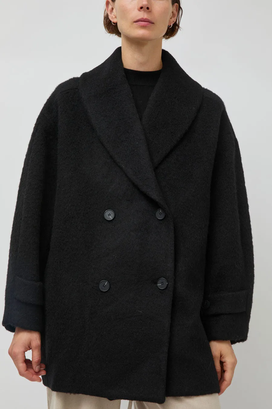 UMARMUNG Wool Alpaca Shawl Collar Half Coat in Black sold by No. 6 product image thumbnail 3