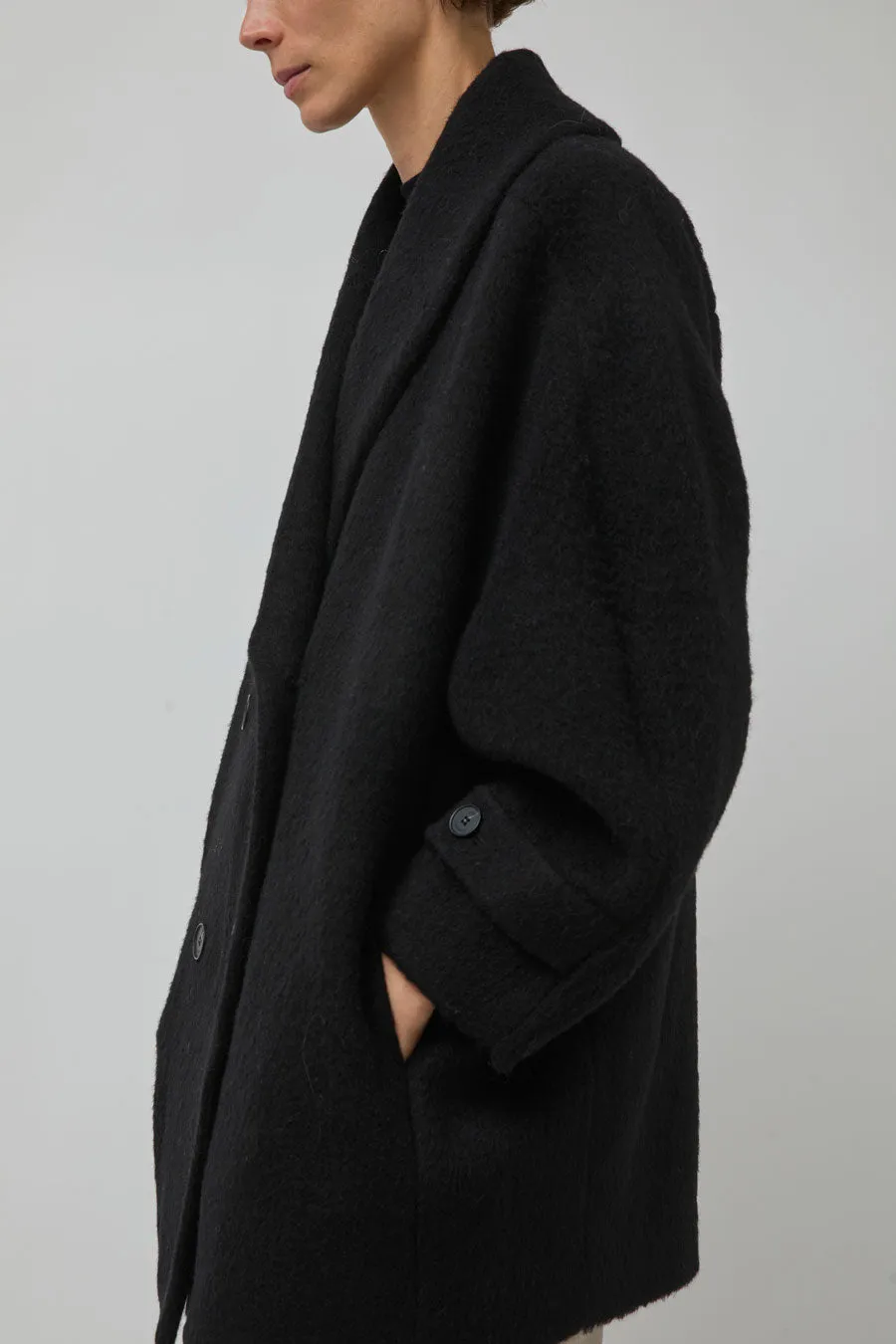 UMARMUNG Wool Alpaca Shawl Collar Half Coat in Black sold by No. 6 product image thumbnail 4