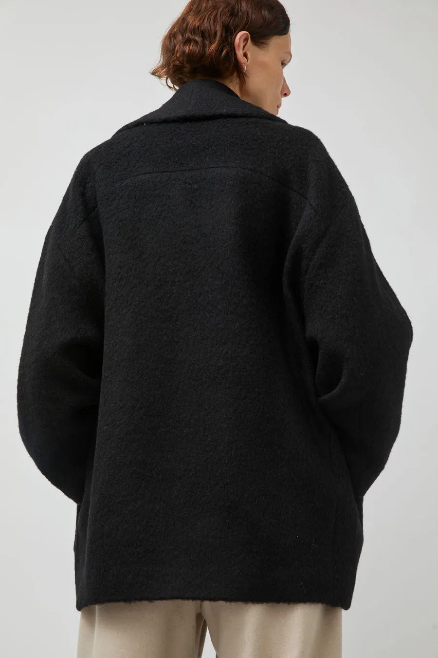 UMARMUNG Wool Alpaca Shawl Collar Half Coat in Black sold by No. 6 product image thumbnail 5