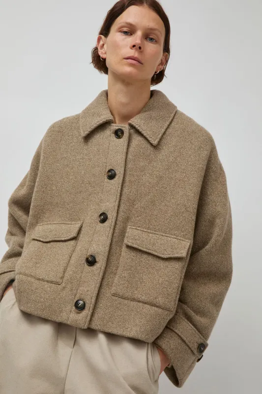 UMARMUNG Merino Knitted Trucker Jacket in Bagel sold by No. 6