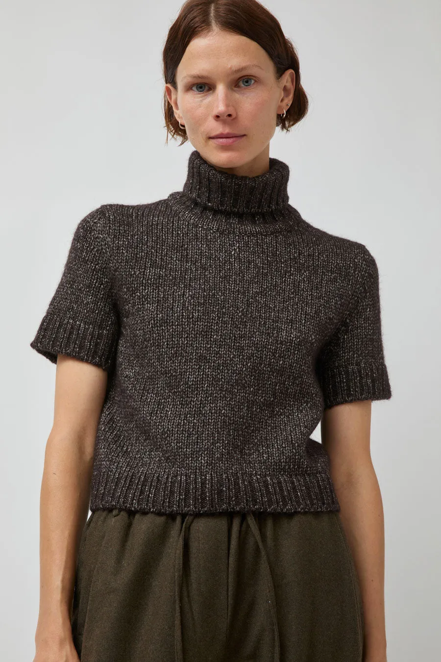 UMARMUNG Turtleneck Cropped Pullover in Bark sold by No. 6
