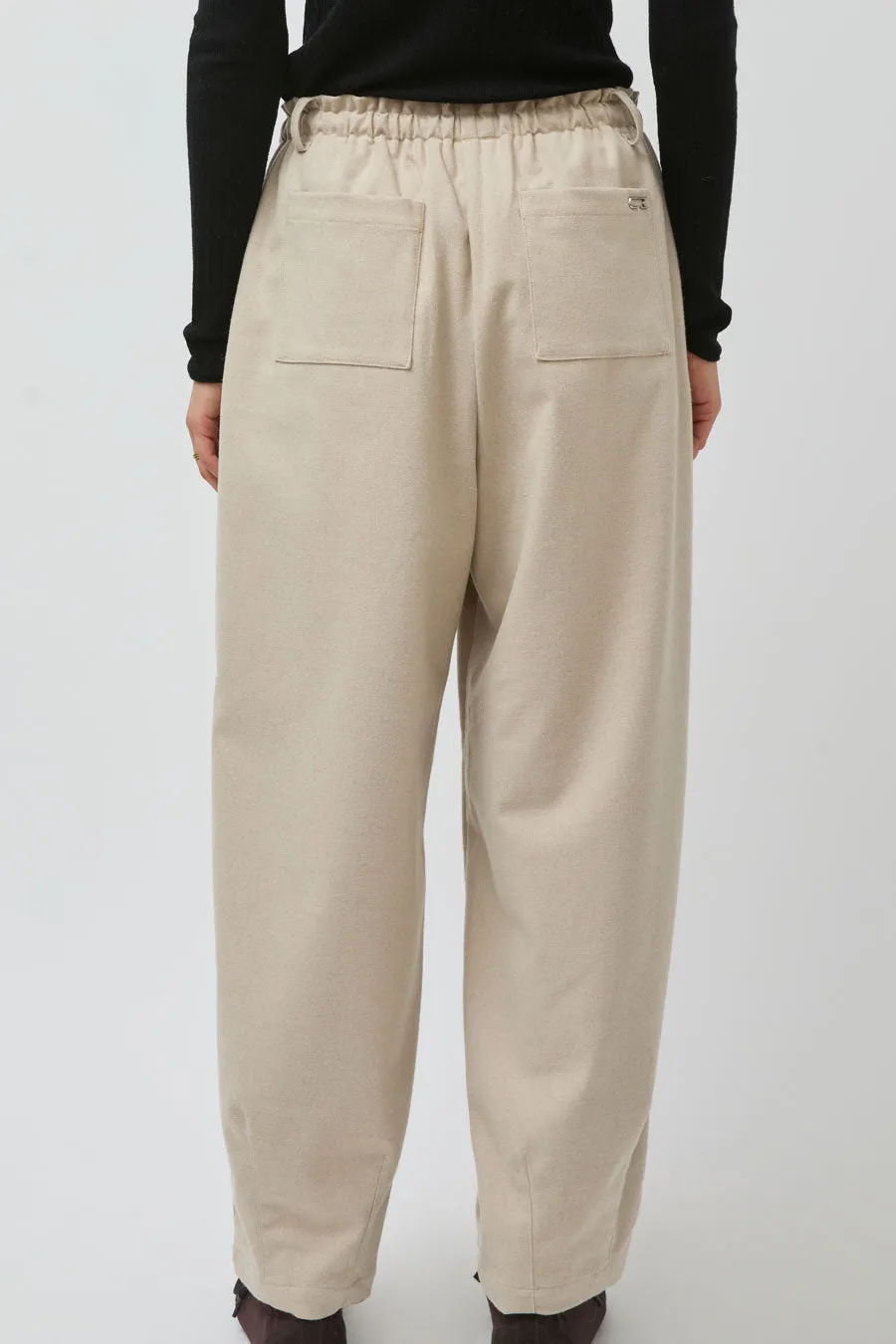 UMARMUNG Wool Flannel Oval Silhouette Pants in Cream sold by No. 6 product image thumbnail 5