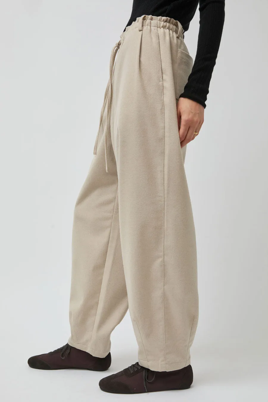 UMARMUNG Wool Flannel Oval Silhouette Pants in Cream sold by No. 6 product image thumbnail 4