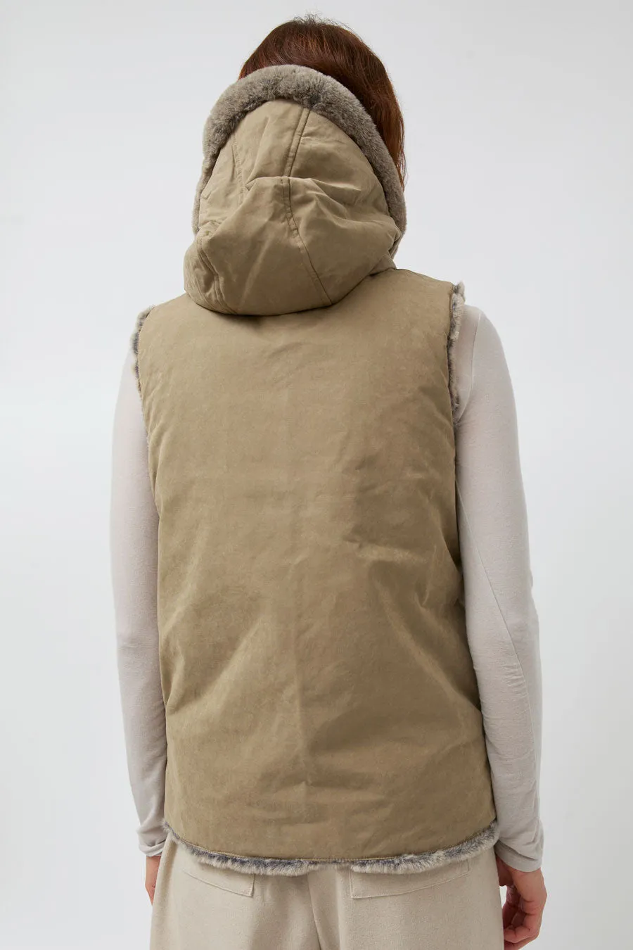 Pret Pour Partir Reversible Gilet in Beige Faux Fur and Taupe sold by No. 6 product image thumbnail 5