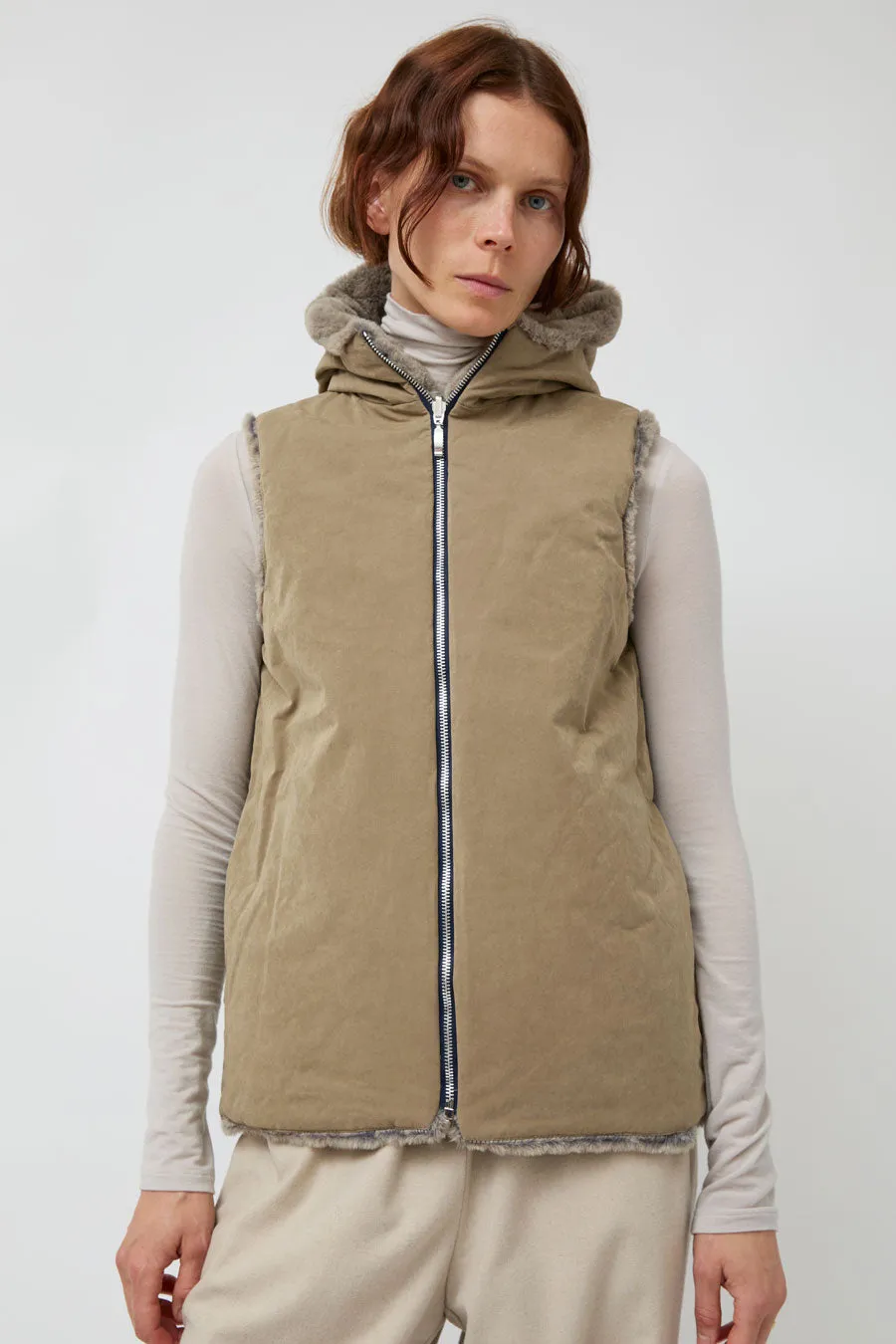 Pret Pour Partir Reversible Gilet in Beige Faux Fur and Taupe sold by No. 6 product image thumbnail 2