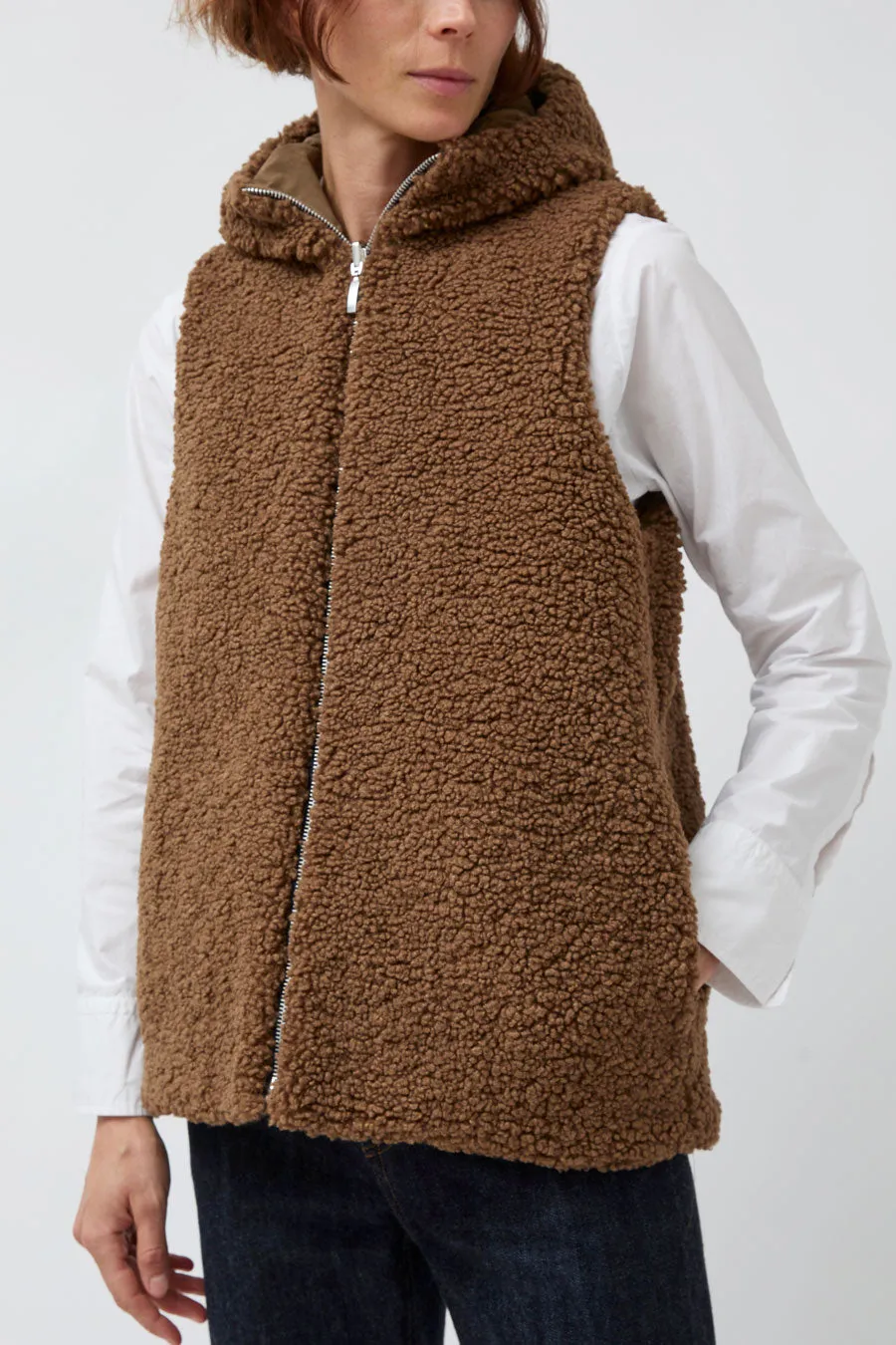 Pret Pour Partir Reversible Gilet in Brown Faux Fur and Bronze sold by No. 6 product image thumbnail 4