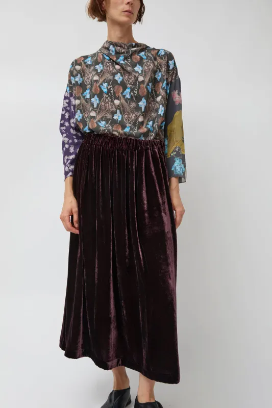 Anntian Velvet Skirt in Aubergine Velvet sold by No. 6