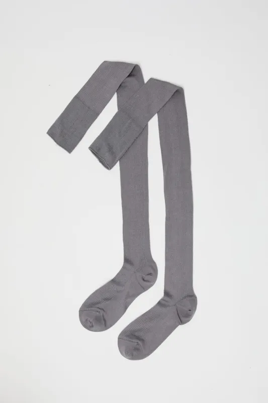 Maria La Rosa Silk Ribbed Over The Knee Socks in Ferro sold by No. 6