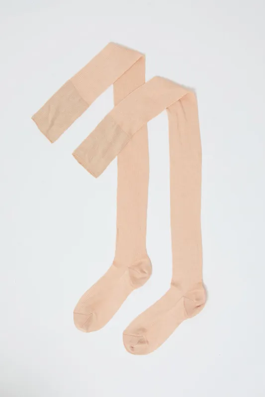 Maria La Rosa Silk Ribbed Over The Knee Socks in Miele sold by No. 6