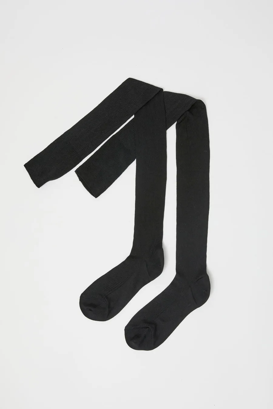 Maria La Rosa Silk Ribbed Over The Knee Socks in Nero sold by No. 6