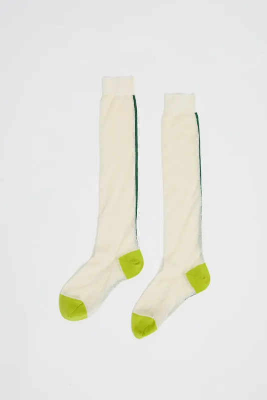Maria La Rosa Tall Tricolor Socks in Off White made by No. 6