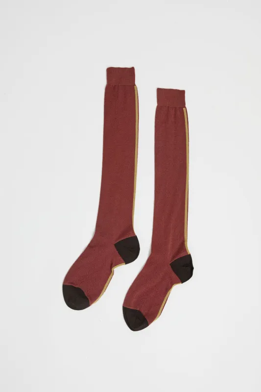 Maria La Rosa Tall Tricolor Socks in Cocco sold by No. 6