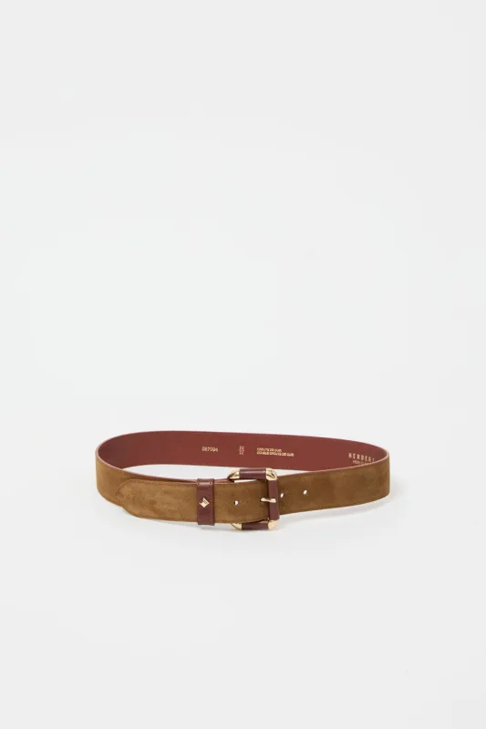 Herbert Frere Soeur La Coulomb Velours Belt in Tobacco and Nutella sold by No. 6