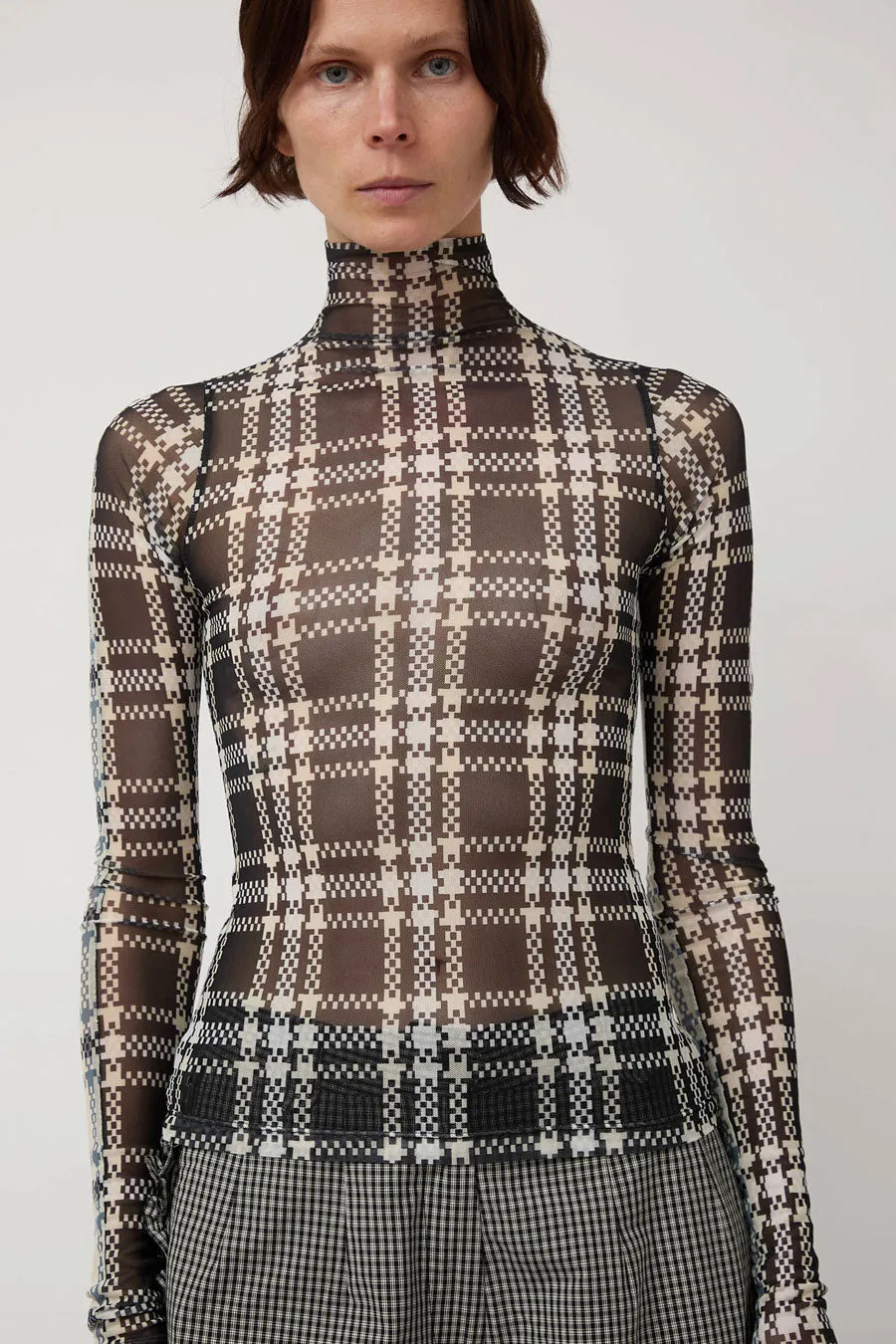KkCo Split Turtleneck in Mixed Plaid sold by No. 6