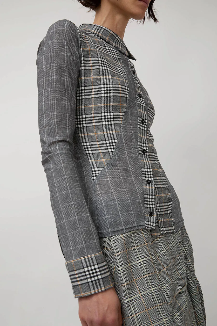 Rave Review Megah Asymmetrical Button Down in Grey Check sold by No. 6 product image thumbnail 2