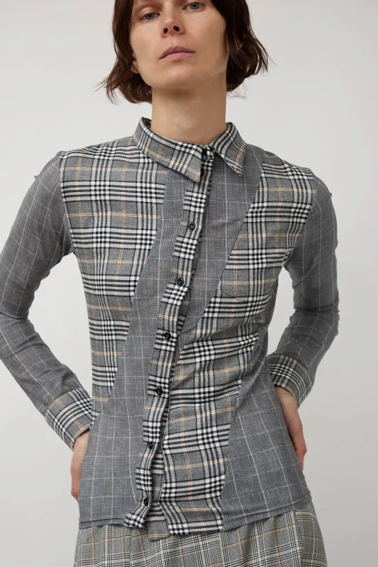Rave Review Megah Asymmetrical Button Down in Grey Check sold by No. 6