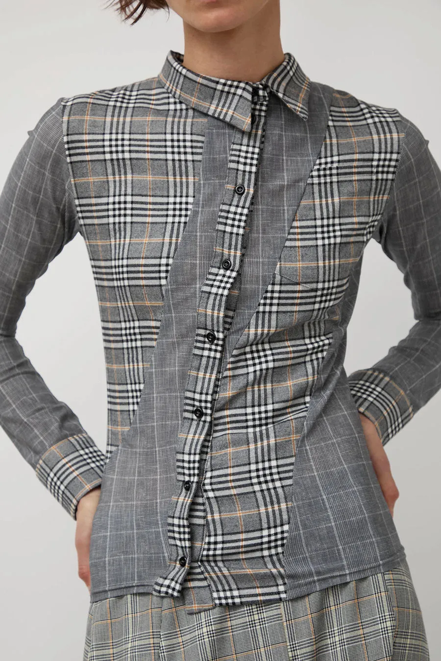 Rave Review Megah Asymmetrical Button Down in Grey Check sold by No. 6 product image thumbnail 3