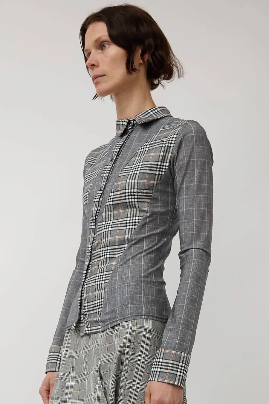 Rave Review Megah Asymmetrical Button Down in Grey Check sold by No. 6 product image thumbnail 4