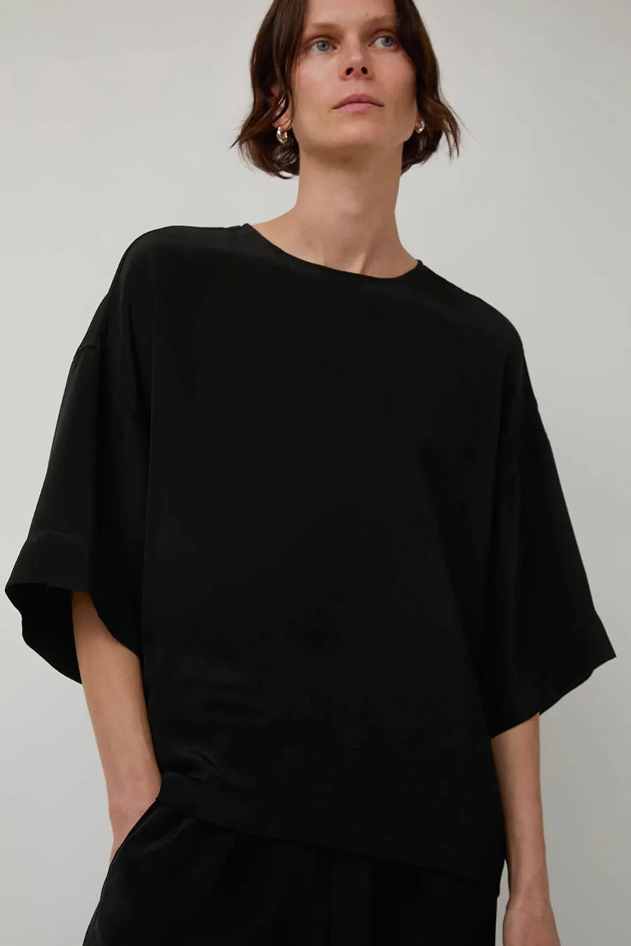 Modern Weaving Silk Tee in Black sold by No. 6