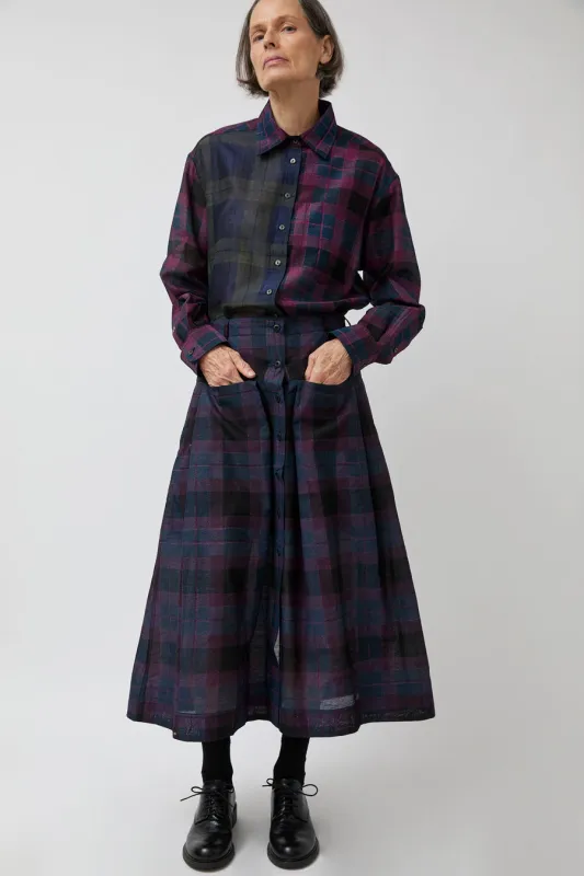NYMANE Utility Skirt in Black Violet Plaid sold by No. 6