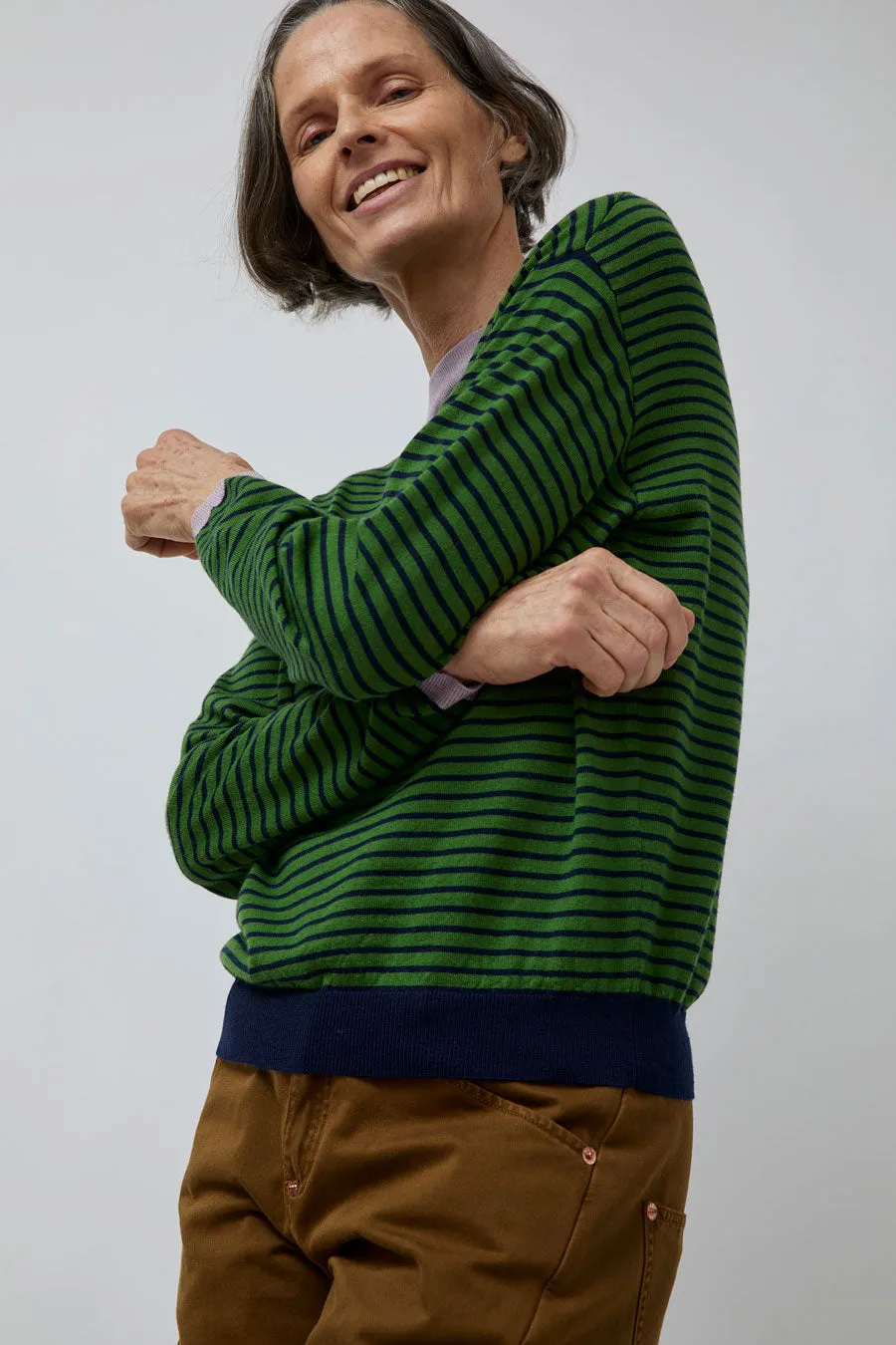 Rue Blanche Merino Stripe Sweater in Gazon/Marine/Mauve sold by No. 6 product image thumbnail 2