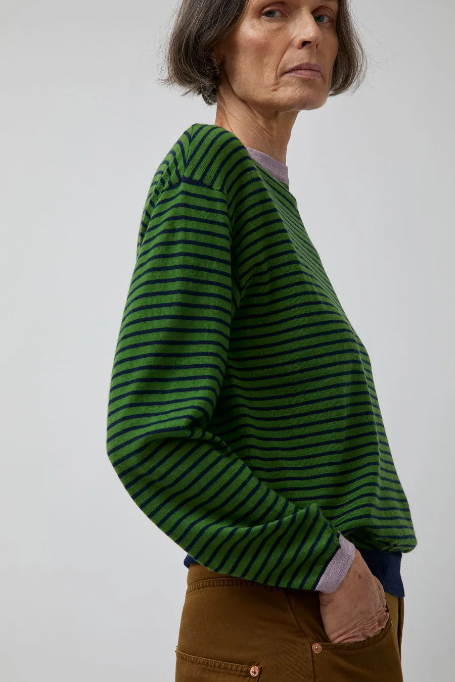 Rue Blanche Merino Stripe Sweater in Gazon/Marine/Mauve sold by No. 6 product image thumbnail 3