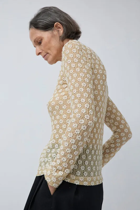 Tanaka Flower Long Sleeve Tee in Cream sold by No. 6