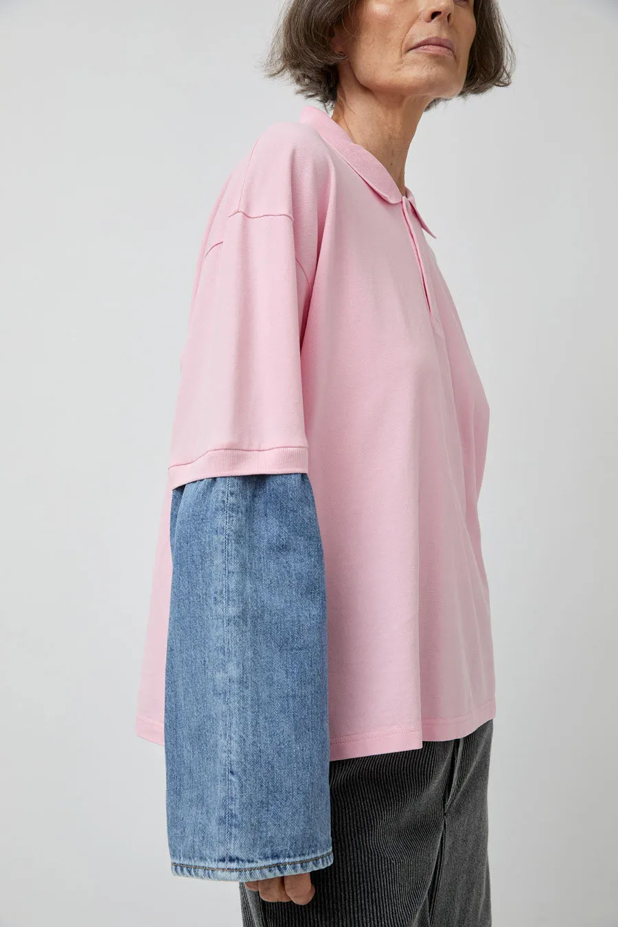 Façon Jacmin Tom Upcycling Long Sleeve Polo in Light Plain Pink sold by No. 6 product image thumbnail 2