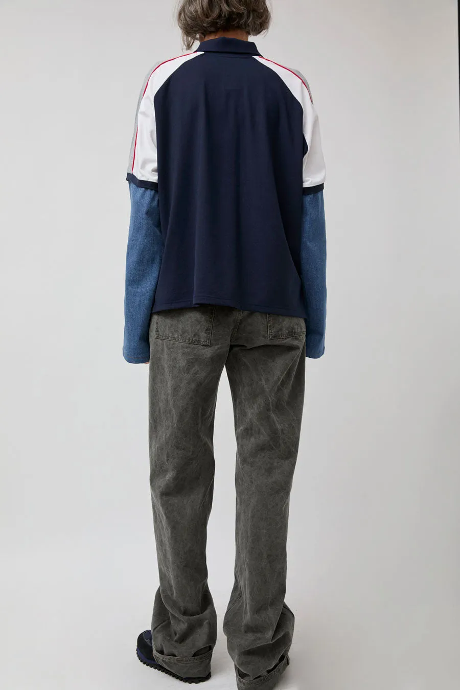 Façon Jacmin Tom Upcycling Long Sleeve Polo in Dark with Light Stripes sold by No. 6 product image thumbnail 5