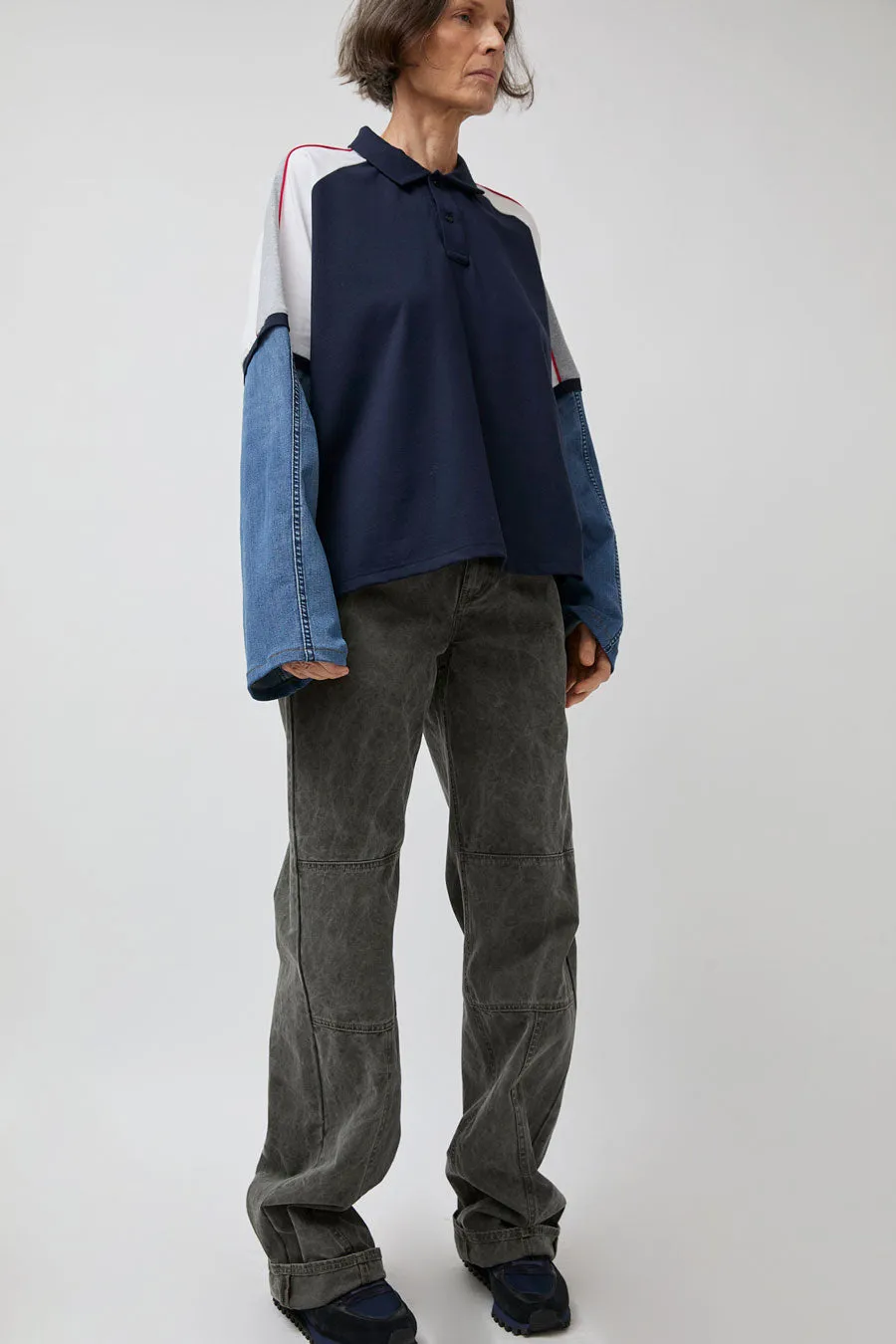 Façon Jacmin Tom Upcycling Long Sleeve Polo in Dark with Light Stripes sold by No. 6 product image thumbnail 4