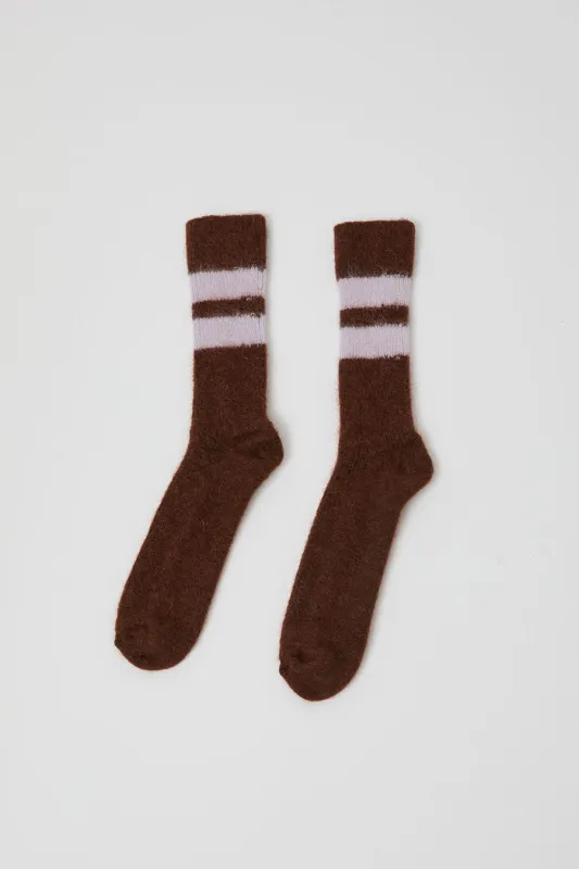 Rue Blanche Chausse Mohair Socks in Marron sold by No. 6