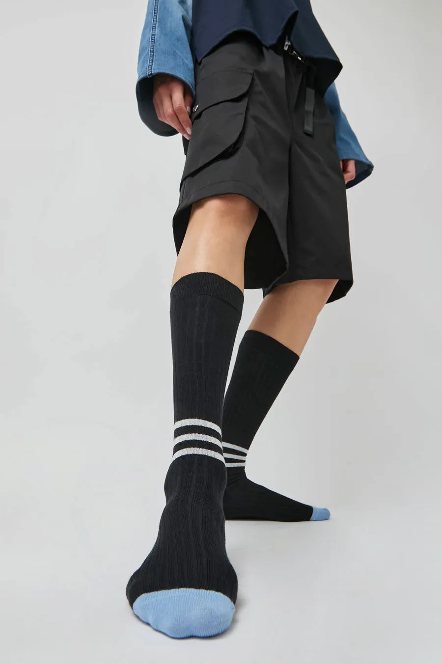 Rue Blanche Chausse Rayures Socks in Noir sold by No. 6 product image thumbnail 4