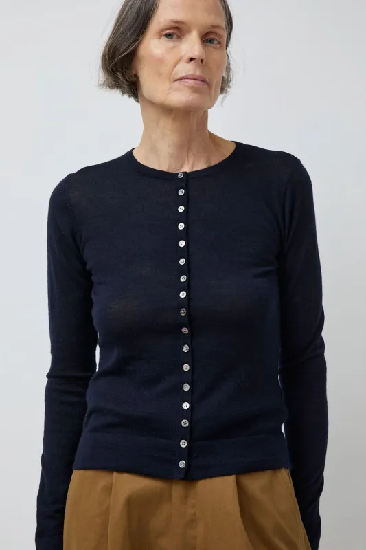 Rue Blanche Fine Cardi in Navy sold by No. 6