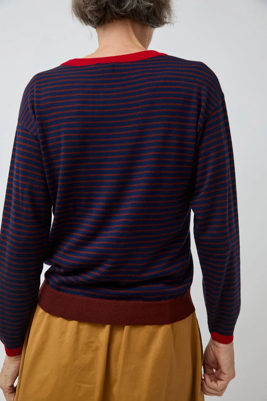 Rue Blanche Merino Stripe Sweater in Marine/Brule/Rouge sold by No. 6 product image thumbnail 5
