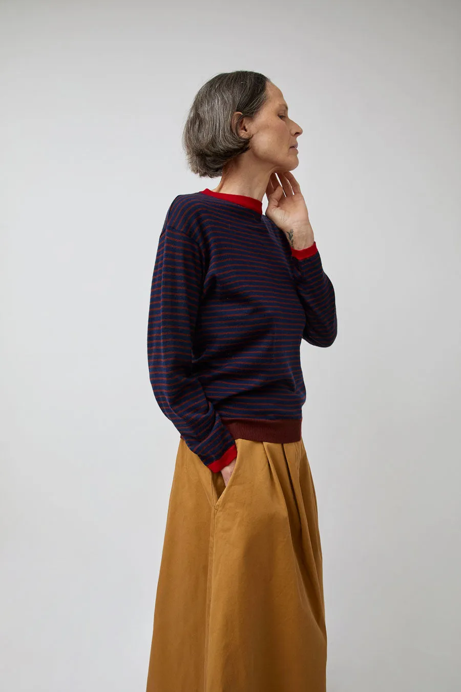 Rue Blanche Merino Stripe Sweater in Marine/Brule/Rouge sold by No. 6 product image thumbnail 4