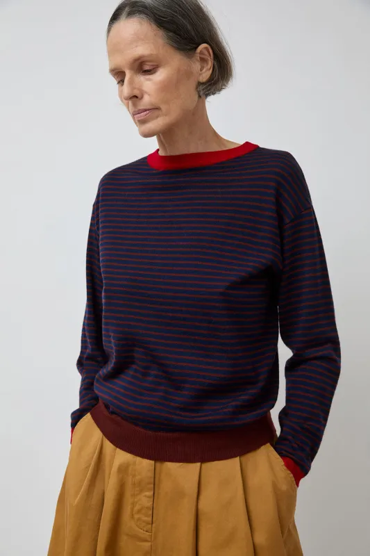 Rue Blanche Merino Stripe Sweater in Marine/Brule/Rouge sold by No. 6