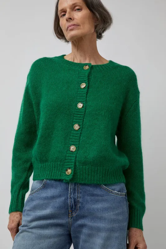 Rue Blanche Mowool Cardi in Emeraude sold by No. 6
