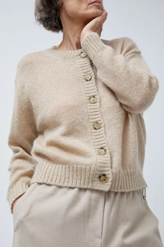 Rue Blanche Mowool Cardi in Avoine sold by No. 6