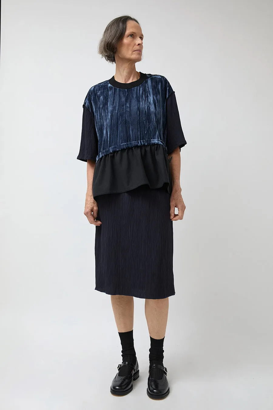 Vladimir Karaleev Pleated Skirt in Navy sold by No. 6