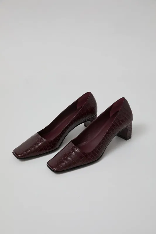 Pari Desai Elora Pump in Burgundy Croc Texture sold by No. 6