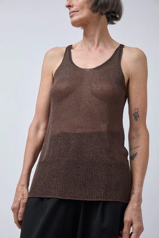 Pari Desai Zian Metallic Tank in Black and Dark Brown Metallic sold by No. 6