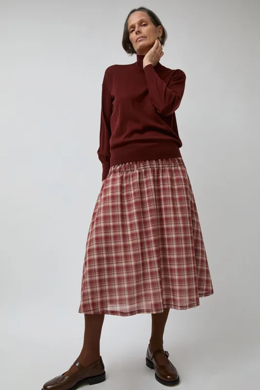Pari Desai Lusha Plaid Skirt in Brick Plaid sold by No. 6