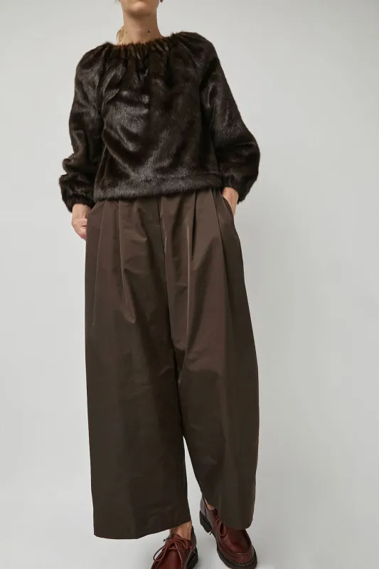 Amomento Two Tuck Balloon Pants in Dark Brown sold by No. 6