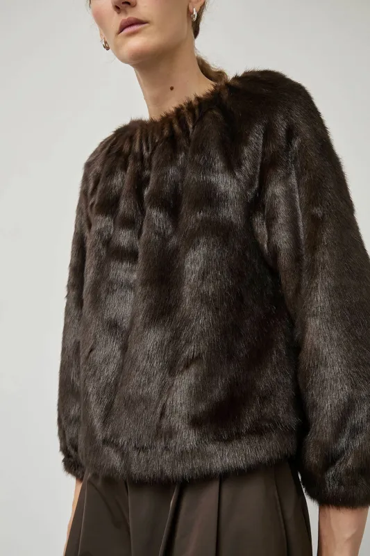 Amomento Shearing Off Shoulder Top in Dark Brown sold by No. 6